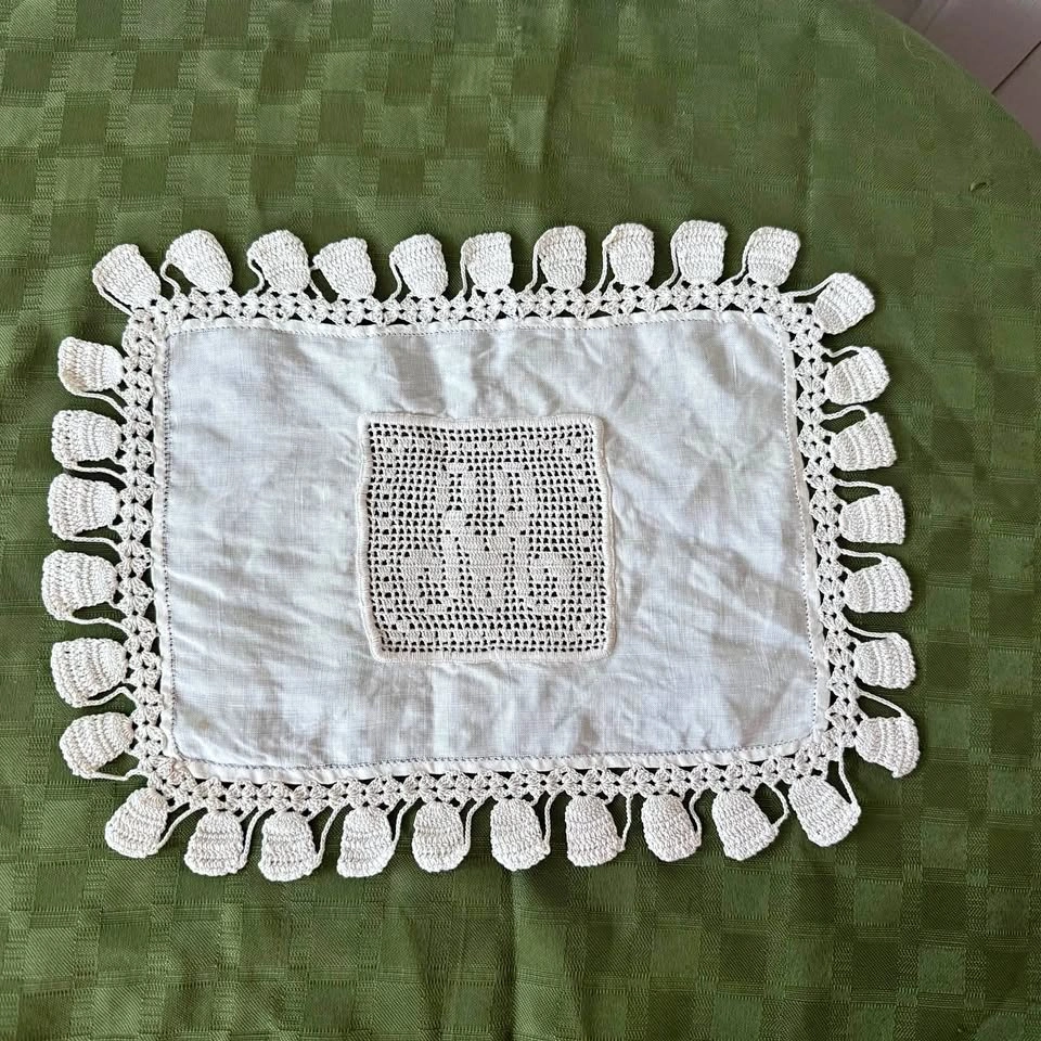 1920-30s Handmade Monogrammed Doily