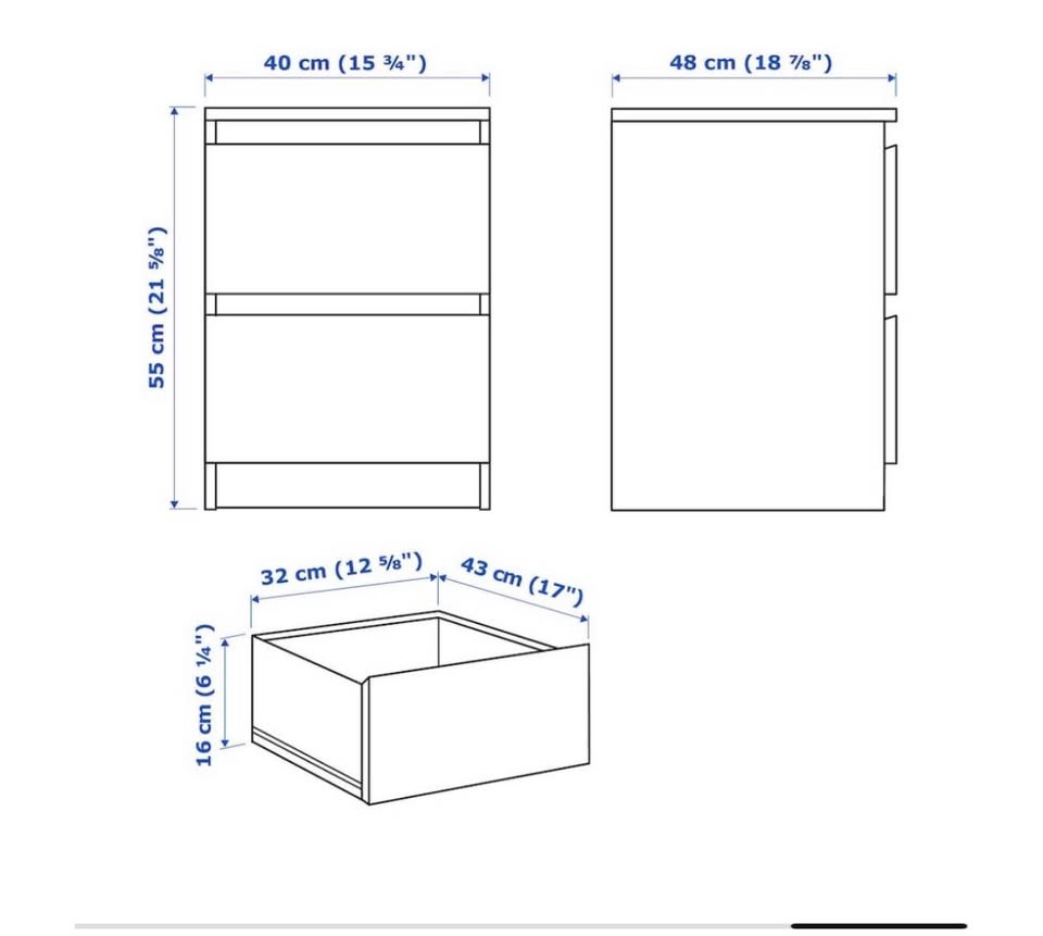 White 2-Drawer Malm Dresser from Ikea - photo 2