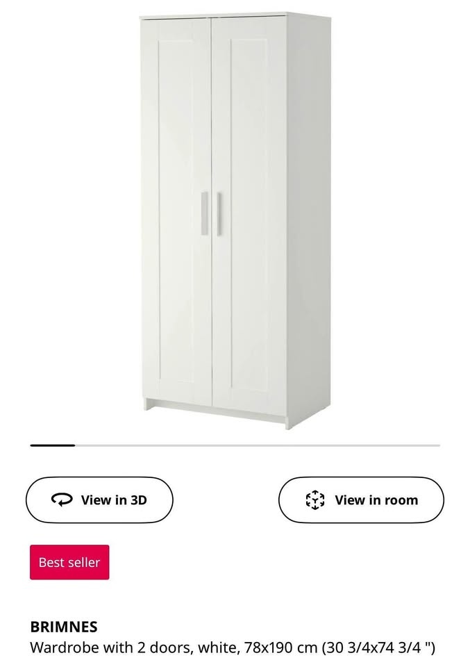 BRIMNES White Wardrobe with 2 Doors