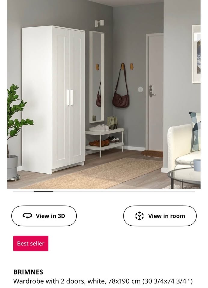 BRIMNES White Wardrobe with 2 Doors - photo 2