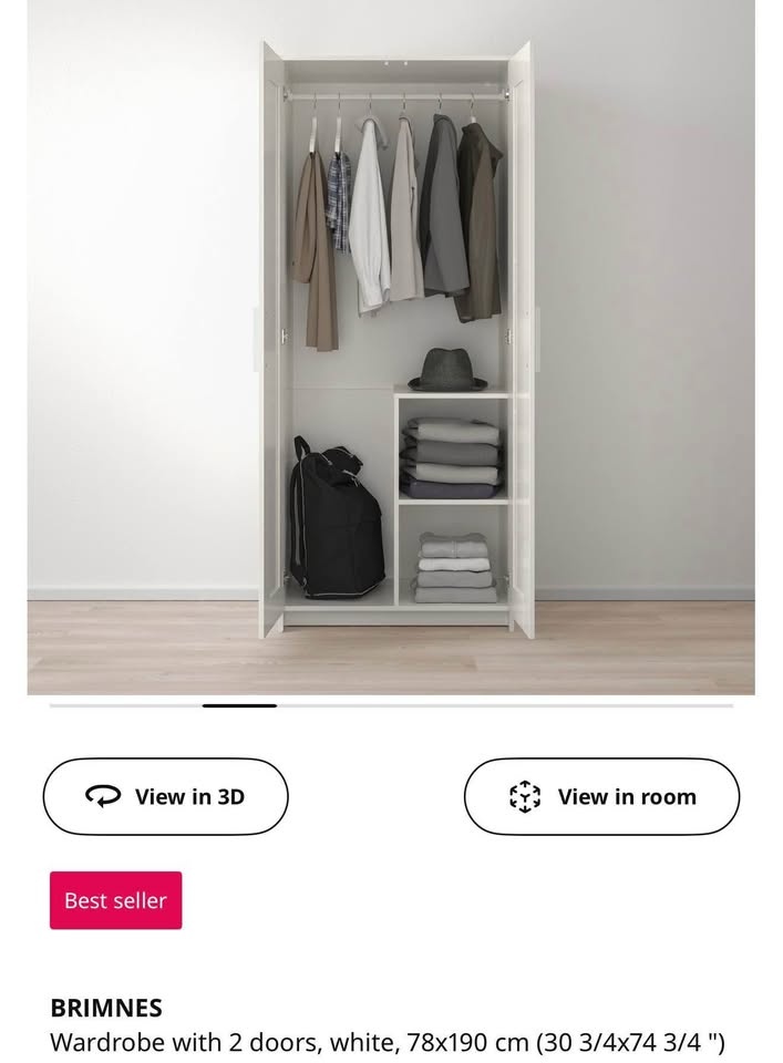 BRIMNES White Wardrobe with 2 Doors - photo 3