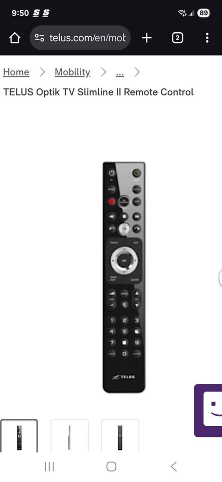 Telus Slimline II Remote x 2 - photo 3