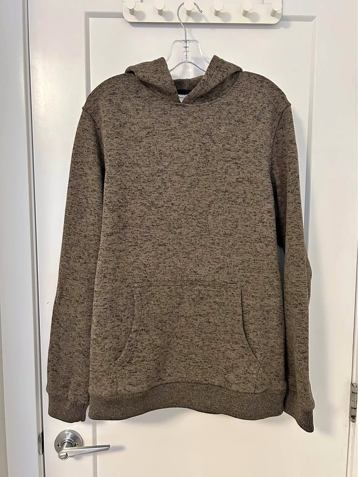 MENS FLEECE LINED PULL-OVER HOODIE SWEATER (BROWN)