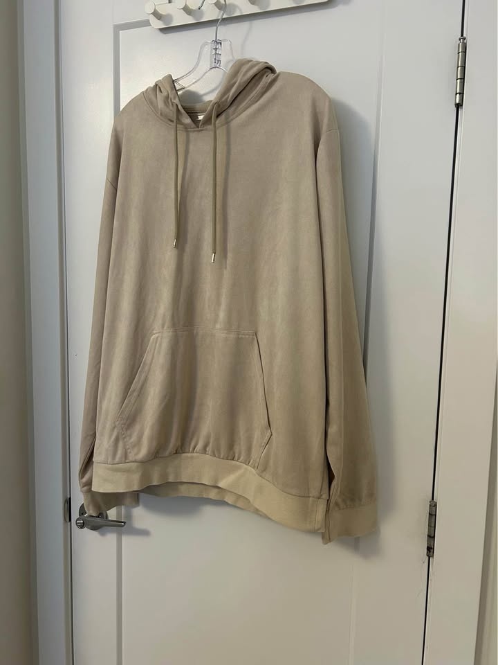 Men's Velvet Pull-Over Hoodie Sweater (Beige) - photo 3
