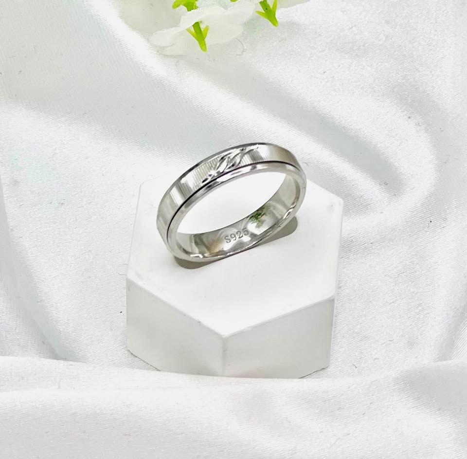 Mens 925 Sterling Silver Bands or Anxiety Ring or Spinner Ring