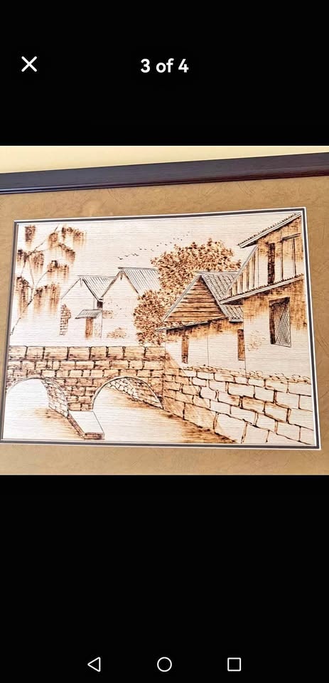 Set of 5 Pyrography (Wood Burning Art) paintings