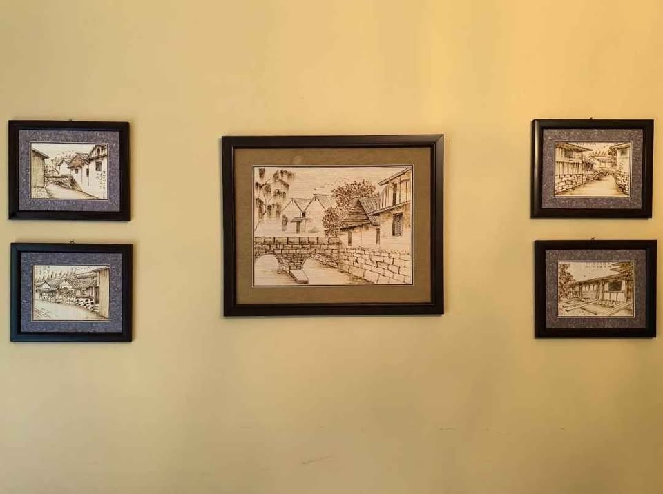 Set of 5 Pyrography (Wood Burning Art) paintings - photo 4