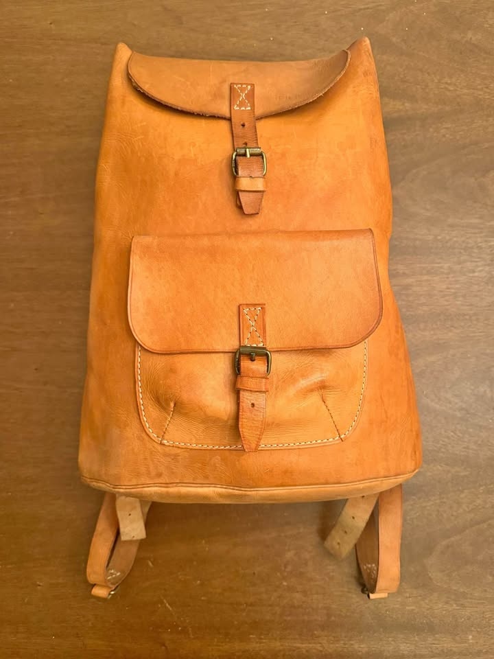 80s Vintage BREE Tan Leather Backpack