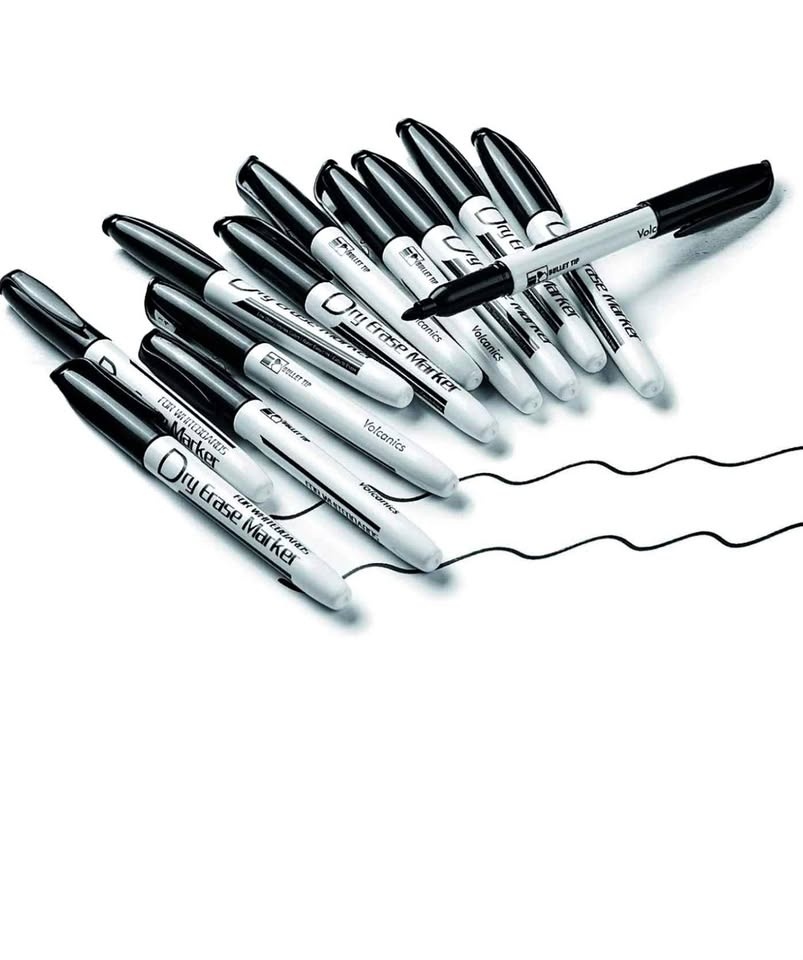 Black Dry Erase Markers, Low Odor, Fine Tip, Box of 60
