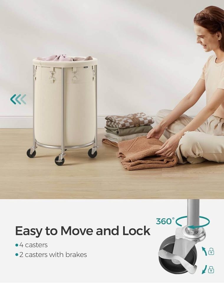 SONGMICS 18.5-Gallon Rolling Laundry Basket - New - photo 3