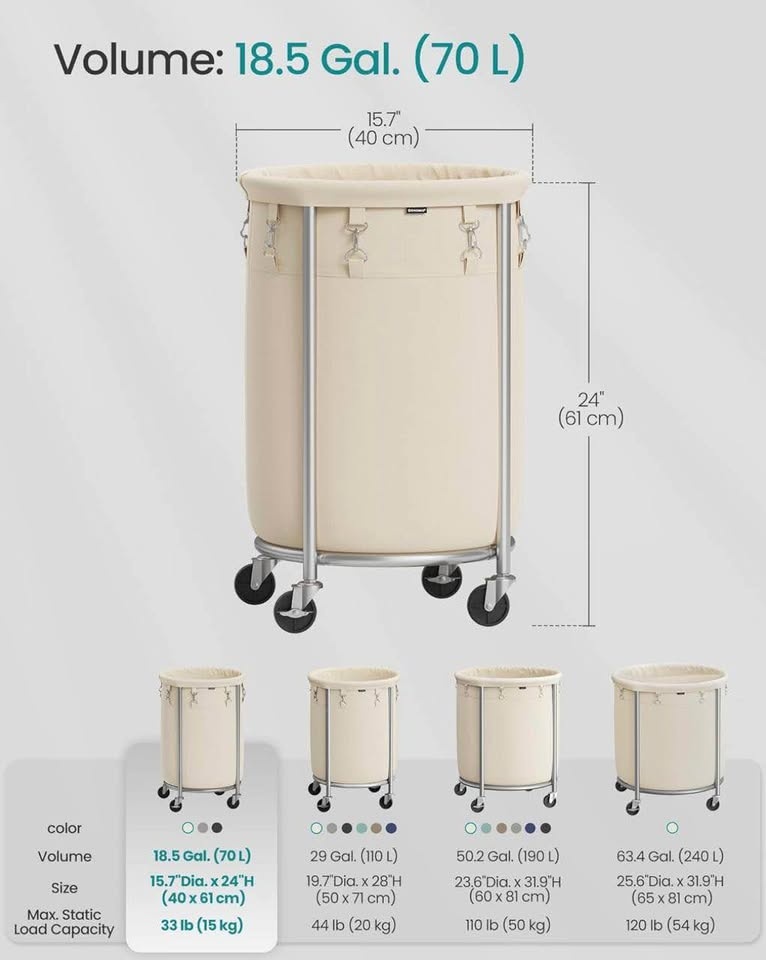 SONGMICS 18.5-Gallon Rolling Laundry Basket - New - photo 4