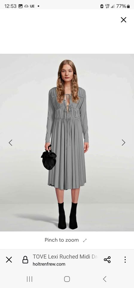 TOVE Ruched Tie Front Lexi Light Grey Semi-formal Dress