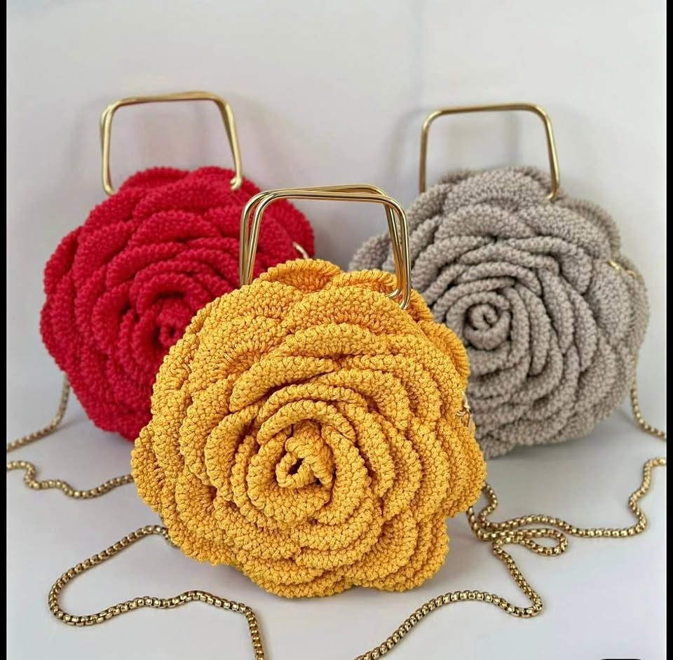 Handmade Rose Crochet Bag