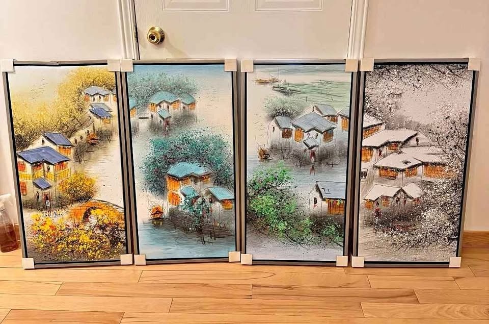 Set of 4 Chinese Landscape Paintings - Four Seasons