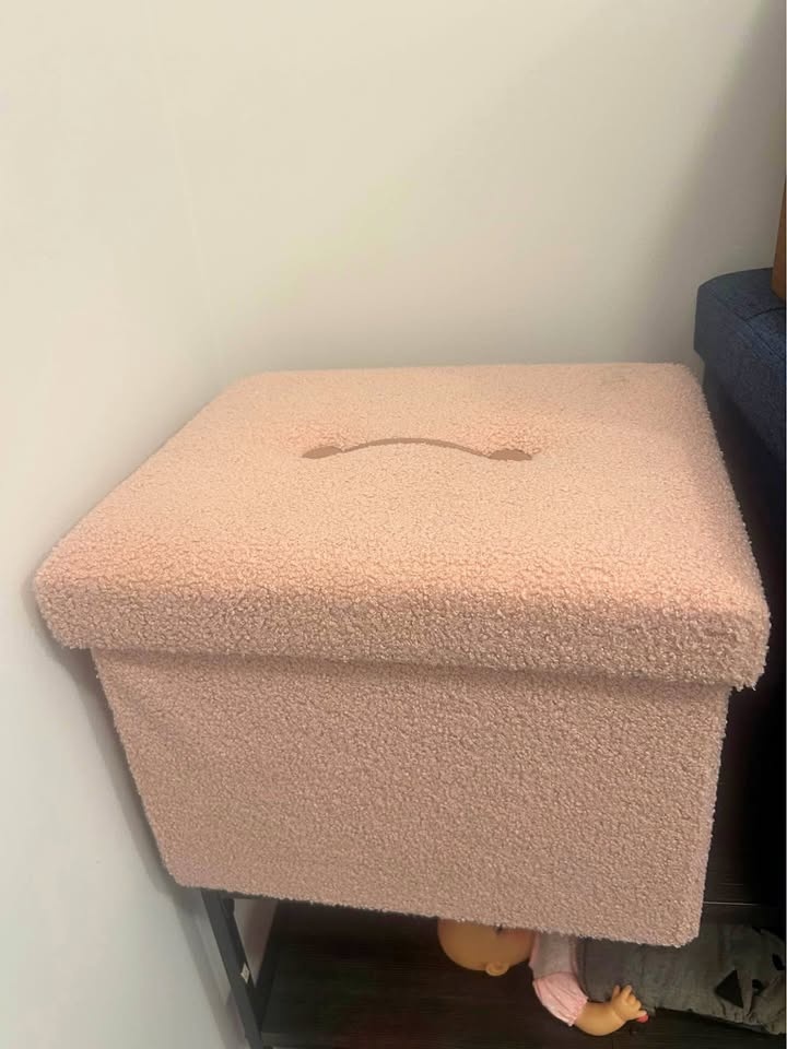 New Storage Ottoman Foot Stool - Pink Sherpa