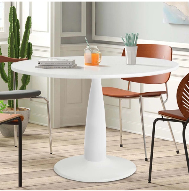 New 35" Round Pedestal Dining Table - White
