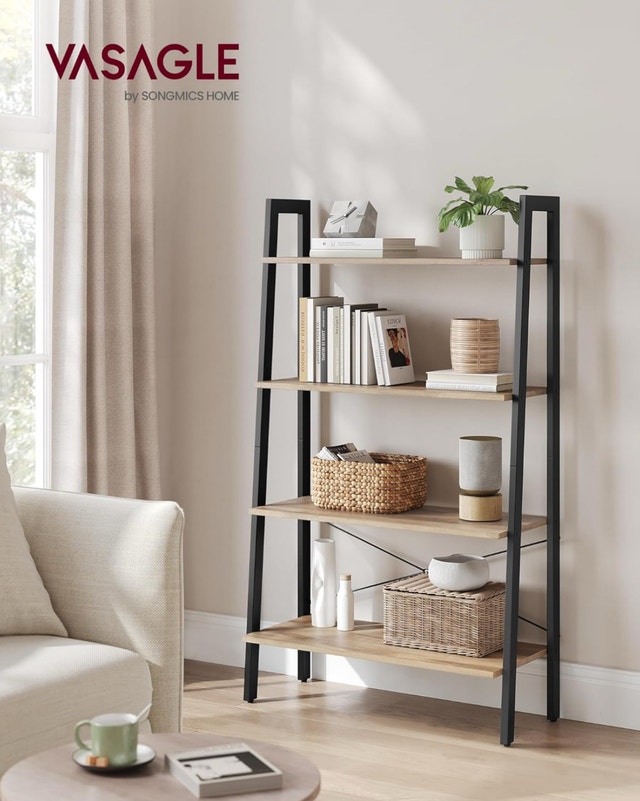 VASAGLE 4-Tier Ladder Shelf - Camel Brown/Matte Black (ULLS144B5 - photo 2