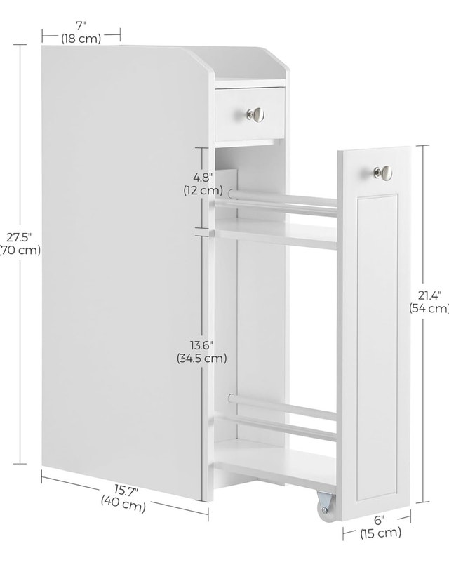 Slim Storage Cabinet with Drawers - White - photo 3