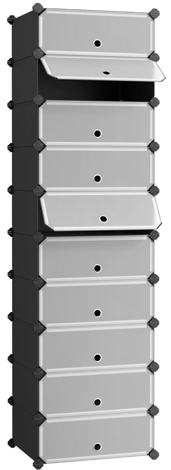 10-Tier Shoe Rack Cube Storage Organizer - Black