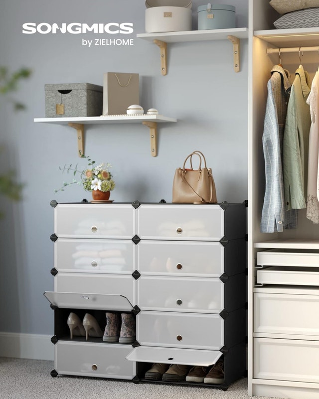 10-Tier Shoe Rack Cube Storage Organizer - Black - photo 2