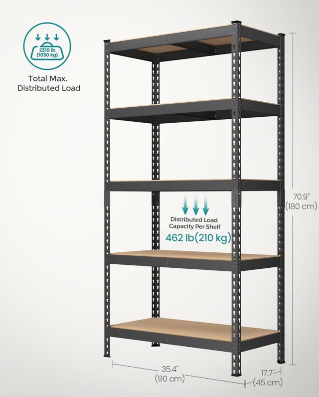 New 5-Tier Storage Shelves, 45 x 90 x 180 cm, UGLR450BZ03 - photo 3