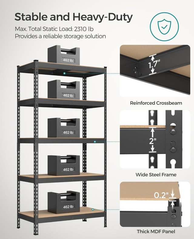 New 5-Tier Storage Shelves, 45 x 90 x 180 cm, UGLR450BZ03 - photo 4