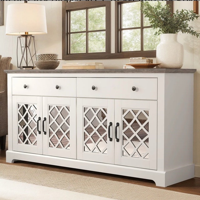 IVORY KNOTTY GREY OAK CHESSANI SHOE CABINET / TV Stand