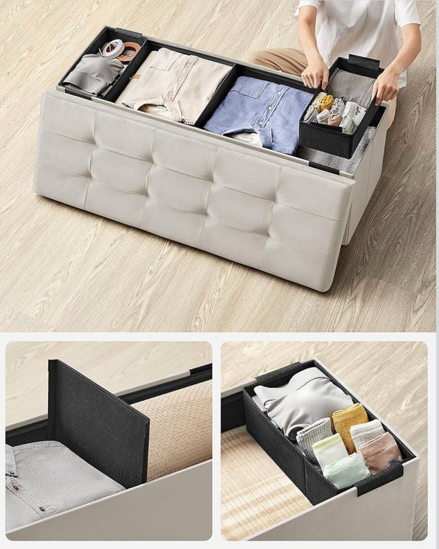 Folding Storage Bench/Ottoman - Holds 300kg - photo 5