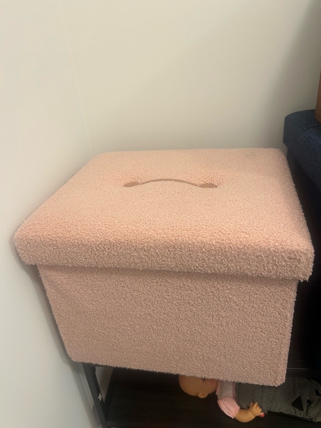 New Storage Ottoman Foot Stool - Pink Sherpa