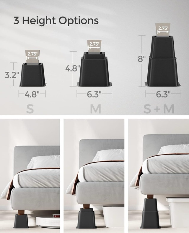 New Bed Risers - Adjustable Height & Storage - photo 2