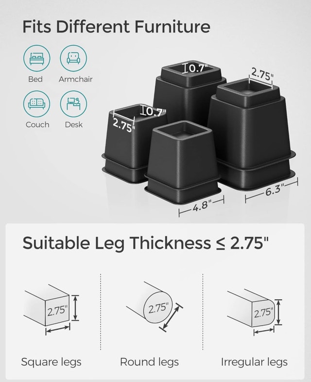 New Bed Risers - Adjustable Height & Storage - photo 5