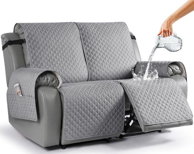 New Recliner Cover - Grey Quilted 2-Seater