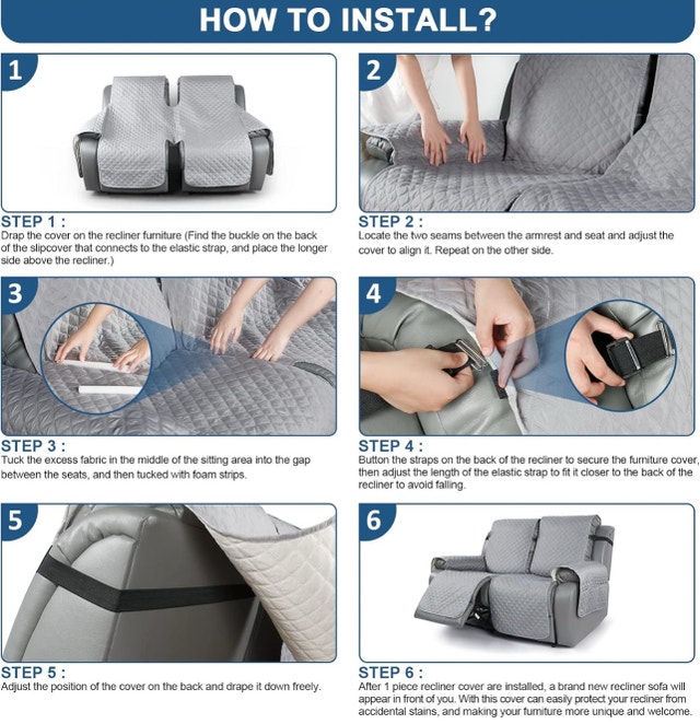 New Recliner Cover - Grey Quilted 2-Seater - photo 4