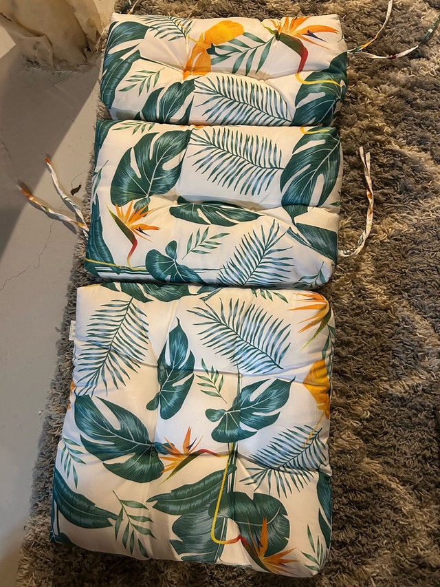 New Patio Chair Cushions - Tropical Leaf Pattern