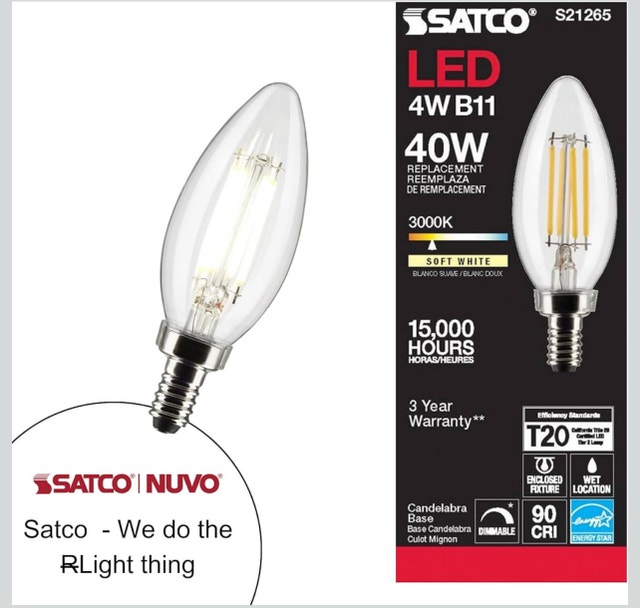 New Satco LED 4W B11 Light Bulbs (40W Replacement) - photo 3