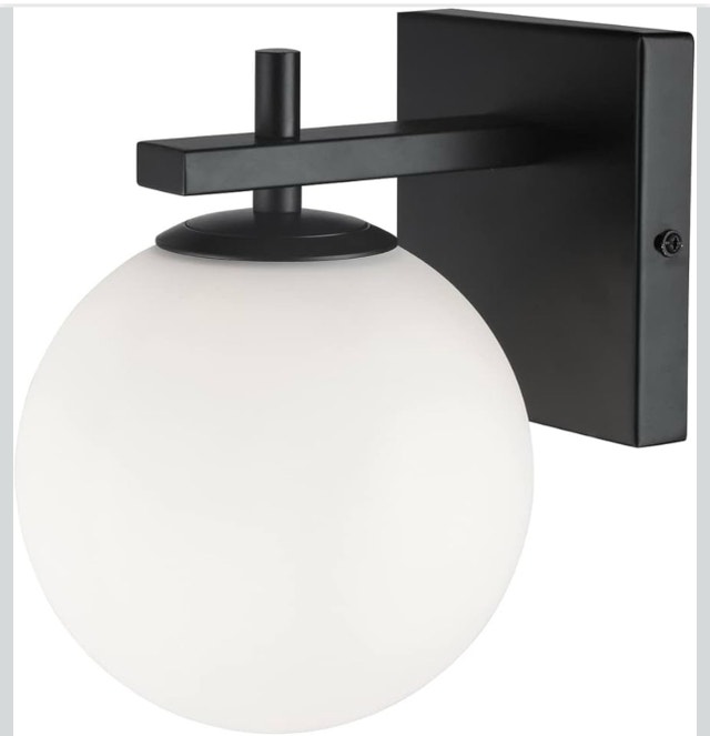 New Wall Sconce - Matte Black with Frosted Glass Globe