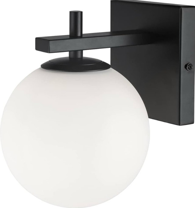 New Wall Sconce - Matte Black with Frosted Glass Globe - photo 2