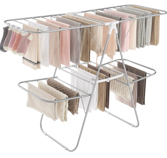 New Clothes Drying Rack, Foldable, Adjustable Wings