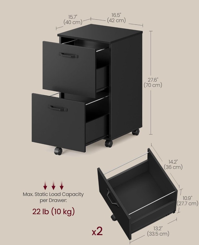 New 2 Drawer File Cabinet for Home Office, Matte Black - photo 3