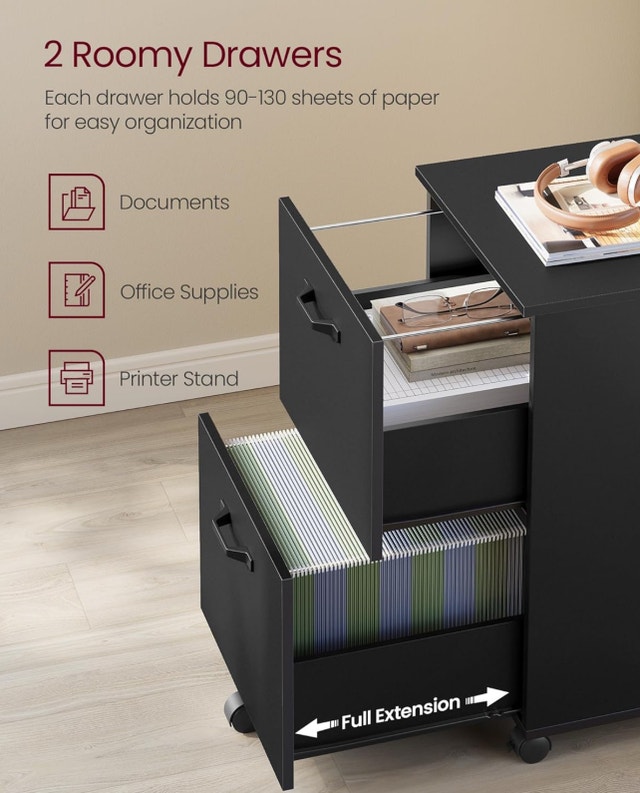 New 2 Drawer File Cabinet for Home Office, Matte Black - photo 4