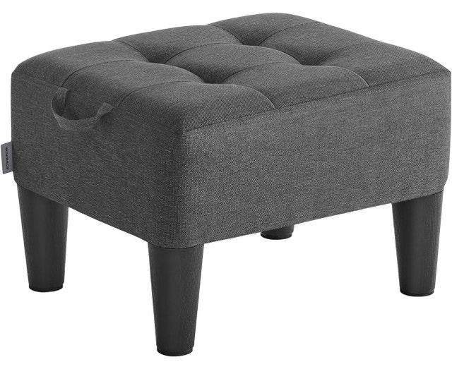 New Foot Stool Ottoman, Dark Gray, SONGMICS ULOM502G01
