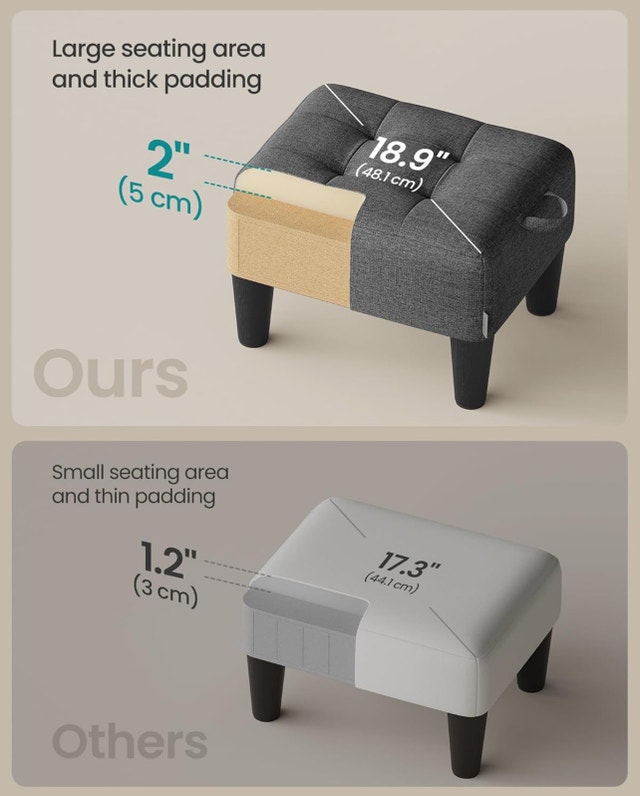New Foot Stool Ottoman, Dark Gray, SONGMICS ULOM502G01 - photo 4