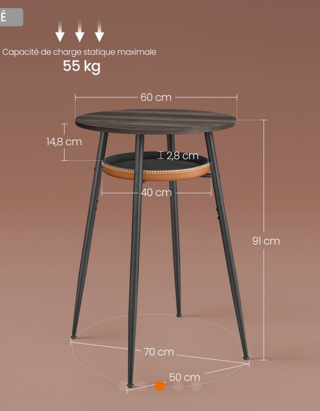 Round Brown Storage Table for Kitchen/Bar - photo 4