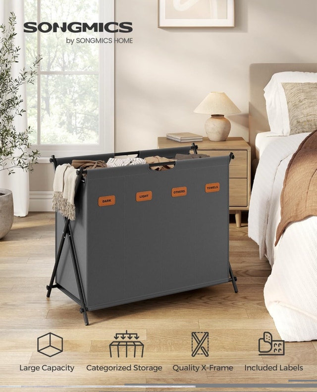SONGMICS Laundry Hamper Basket 40.9 Gal - photo 3