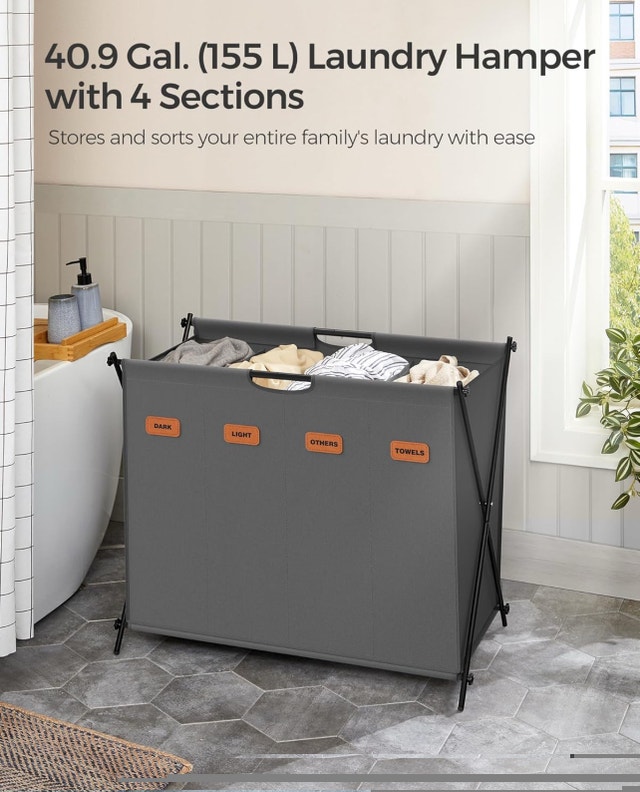 SONGMICS Laundry Hamper Basket 40.9 Gal - photo 4