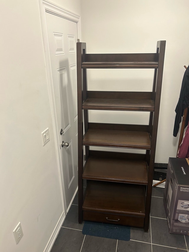 Dark Brown Bookshelf with Drawer