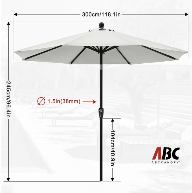 10FT Patio Umbrella - Outdoor Waterproof Table Umbrella - photo 3