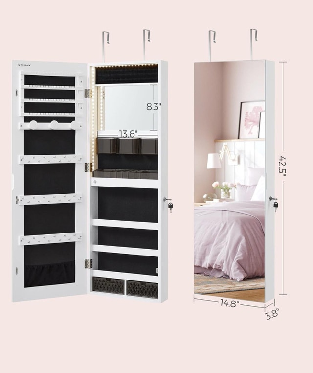 New Jewelry Cabinet with Light, Wall/Door Mounted - photo 2