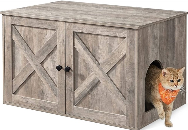 Feandrea Cat Litter Box Enclosure Furniture - New