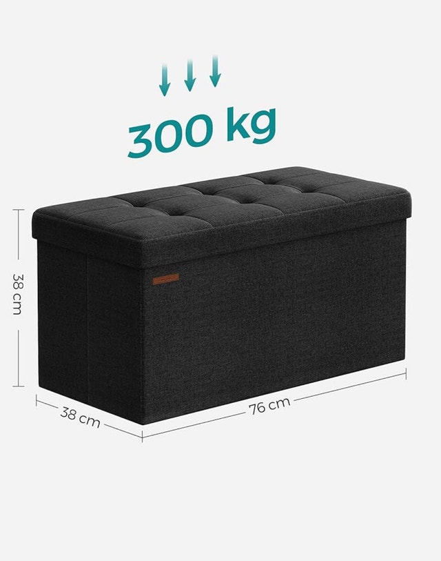 SONGMICS Ottoman with Storage 38 x 76 x 38 cm - Black - photo 3